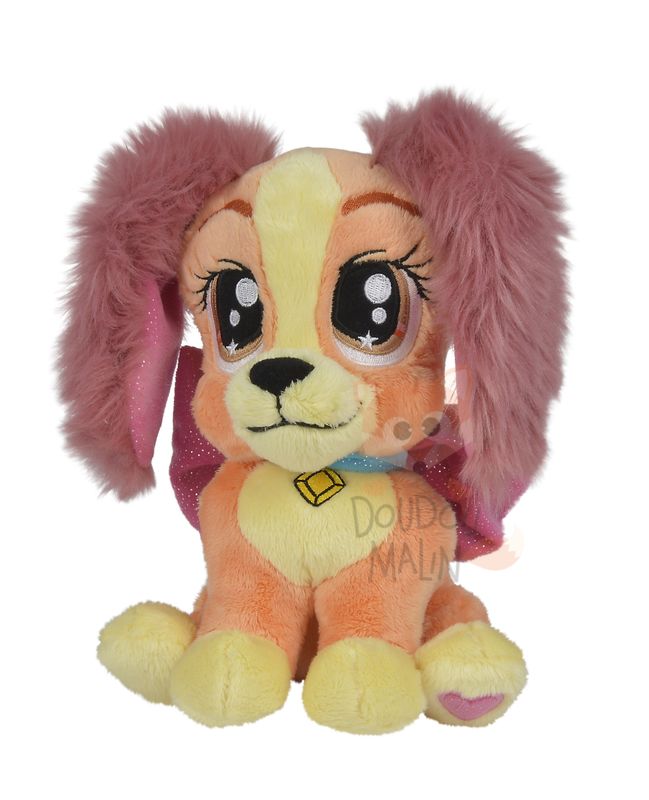 Glamour peluche belle chien jaune violet 25 cm 